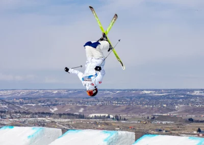 Central Freestyle mogul skier doing a jump