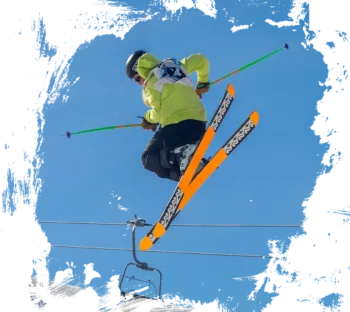 freestyle skier at sunshine village sliding a box